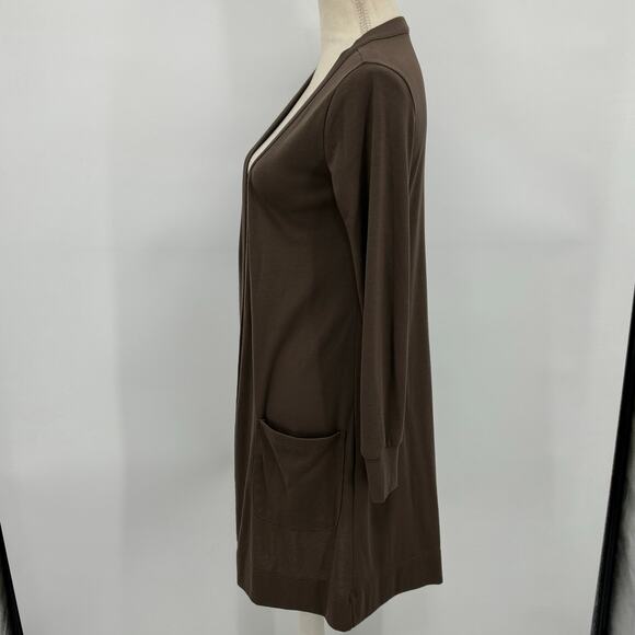 A Dip of Darling Brown Open Front Cardigan Sweater Size Small Cozy & Versatile - Picture 8 of 11